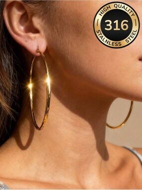🌺 New Gold Hoop Earrings - 316 Stainless Steel